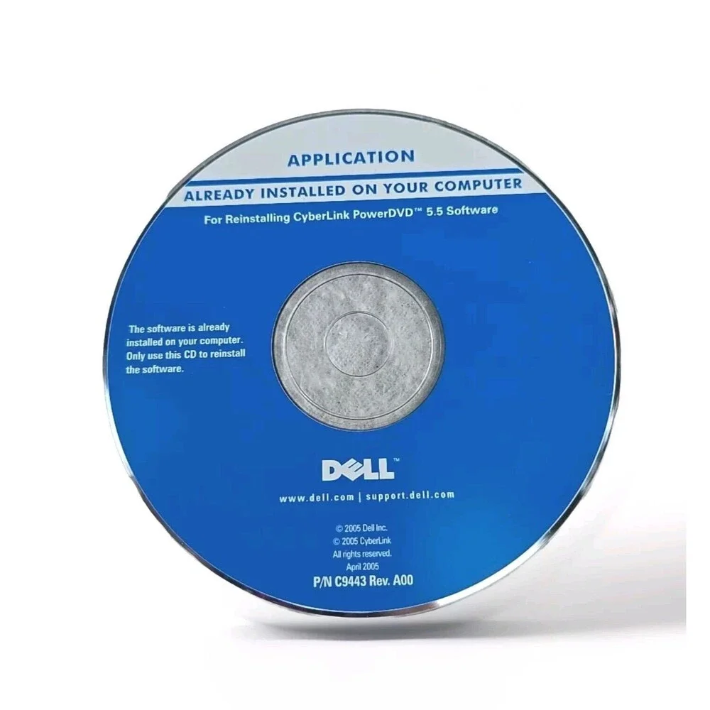 Dell CyberLink PowerDVD 5.5 Software Install Installation Disc CD ROM April 2005